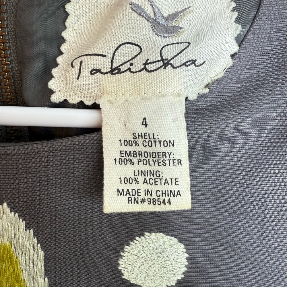 Anthropologie Tabitha Dress with Lime Green and White Embroidery - Picture 3 of 4